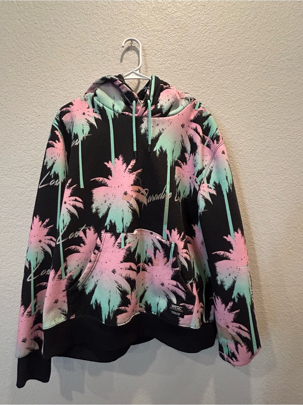 WeSC Men’s XXL Fleece Pullover Hoodie w/ Pockets Drawstring Palm Tree